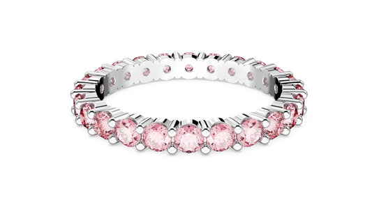 Swarovski 5658854 Anello Matrix Taglio tondo Rosa Placcato Rodio