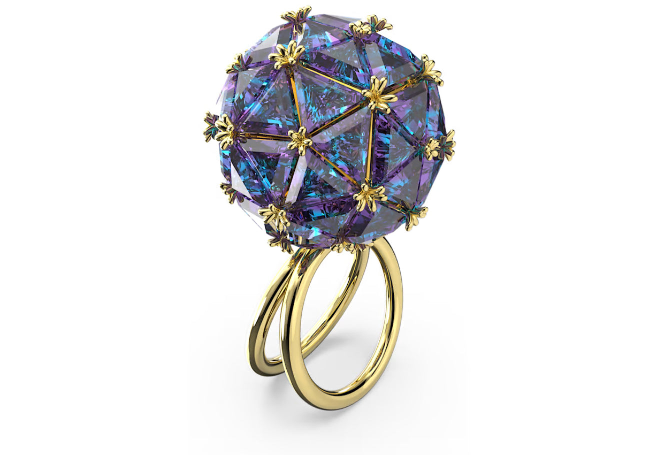 Swarovski 5630309 Anello cocktail Curiosa Taglio triangolo Blu Placcato Oro