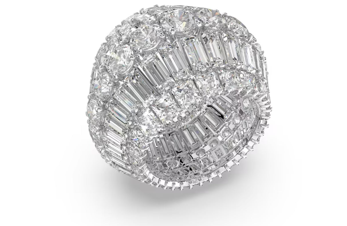 Swarovski 5598341 Anello cocktail Hyperbola Taglio misto Bianco Placcato Rodio