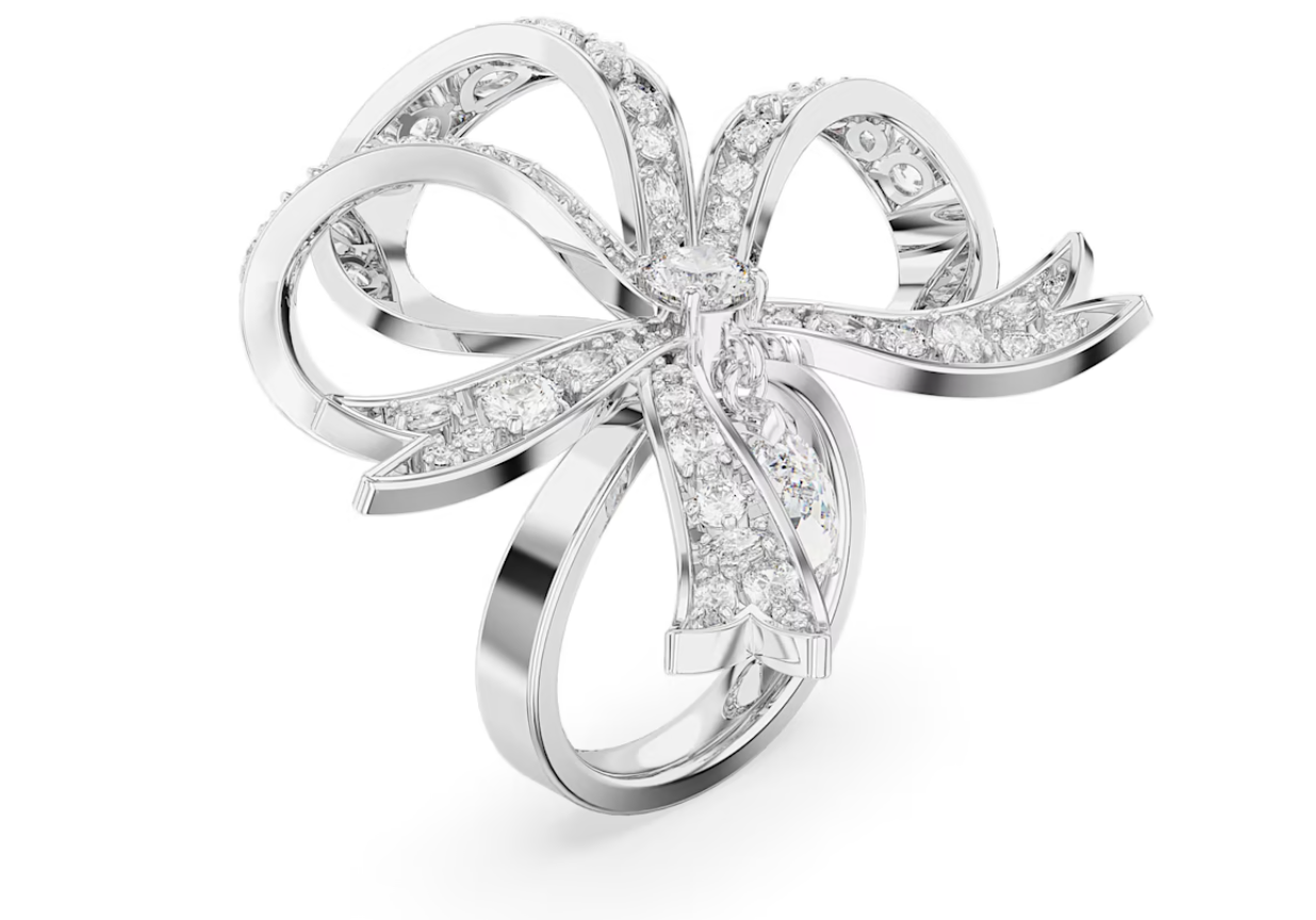Swarovski 5647566 Anello cocktail Volta Fiocco Grande Bianco Placcato Rodio