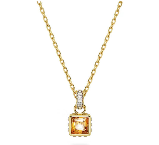 Swarovski 5648749 Pendente Stilla Taglio squadrato, Giallo, Placcato Oro