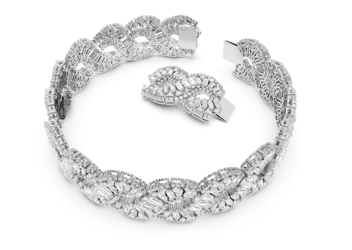 Swarovski 5598359 Girocollo Hyperbola Taglio misto Onda Bianco Placcato Rodio