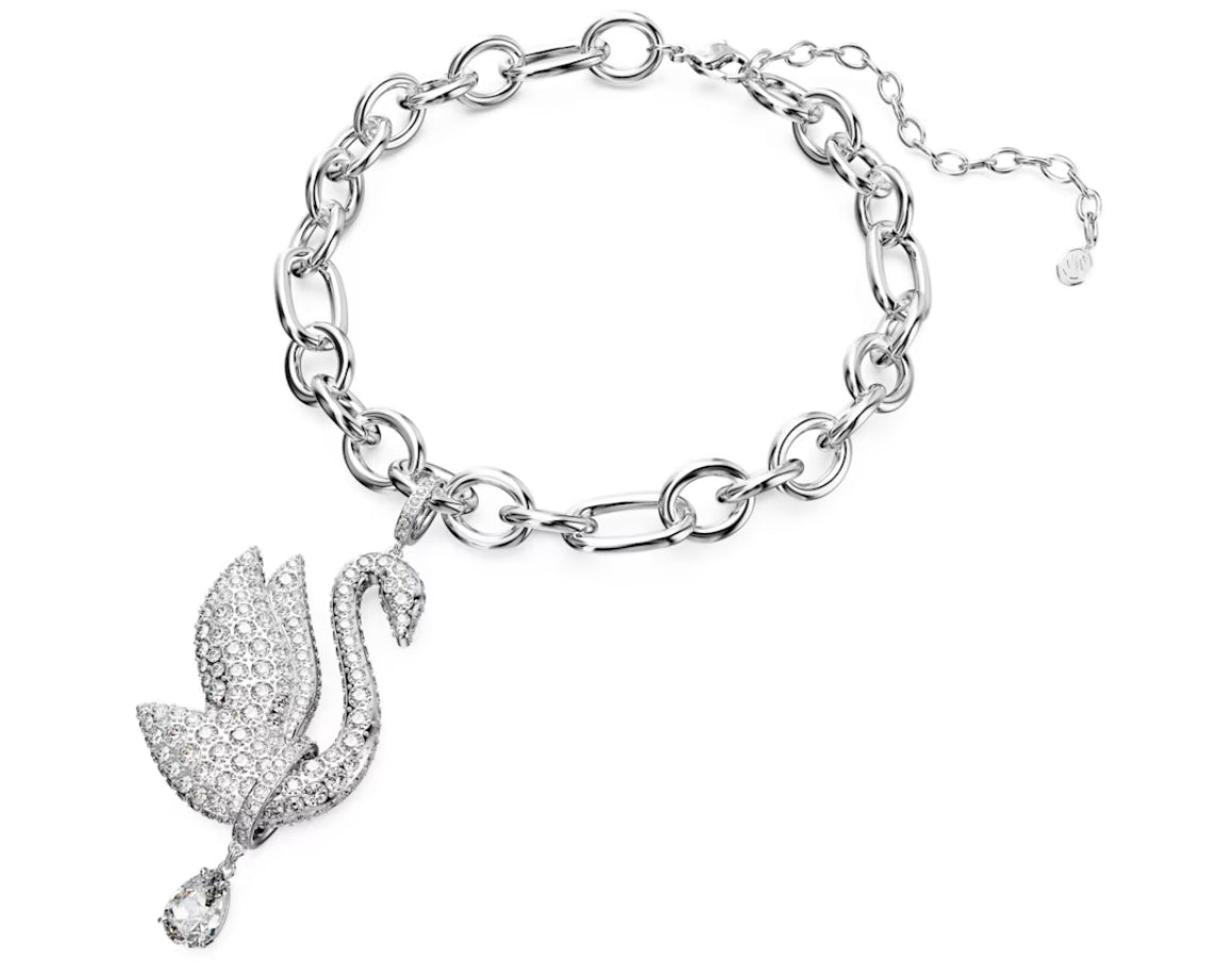 Swarovski 5647554 Girocollo Swarovski Iconic Swan Cigno Bianco Placcato Rodio
