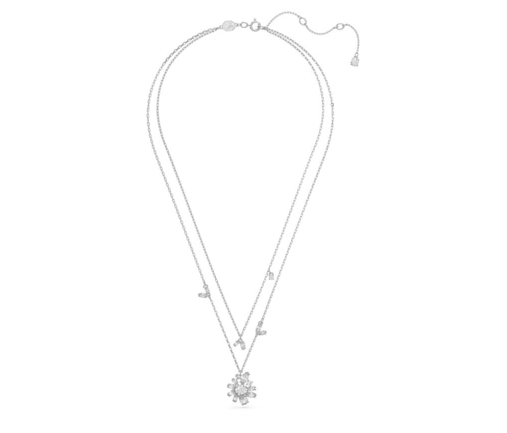 Swarovski 5644658 Collana a strati Gema Fiore bianco Placcato Rodio