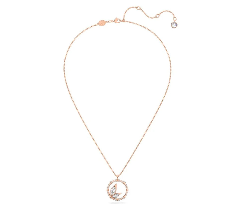 Swarovski 5645371 Collana Dellium Cerchio bambu Bianco Placcato Oro Rosa