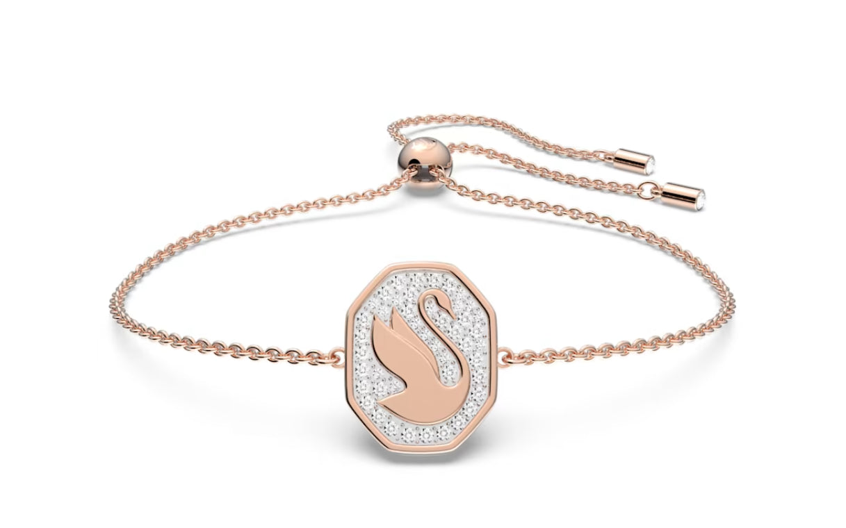 Swarovski 5621107 Braccialetto Signum Cigno Bianco Placcato Oro Rosa