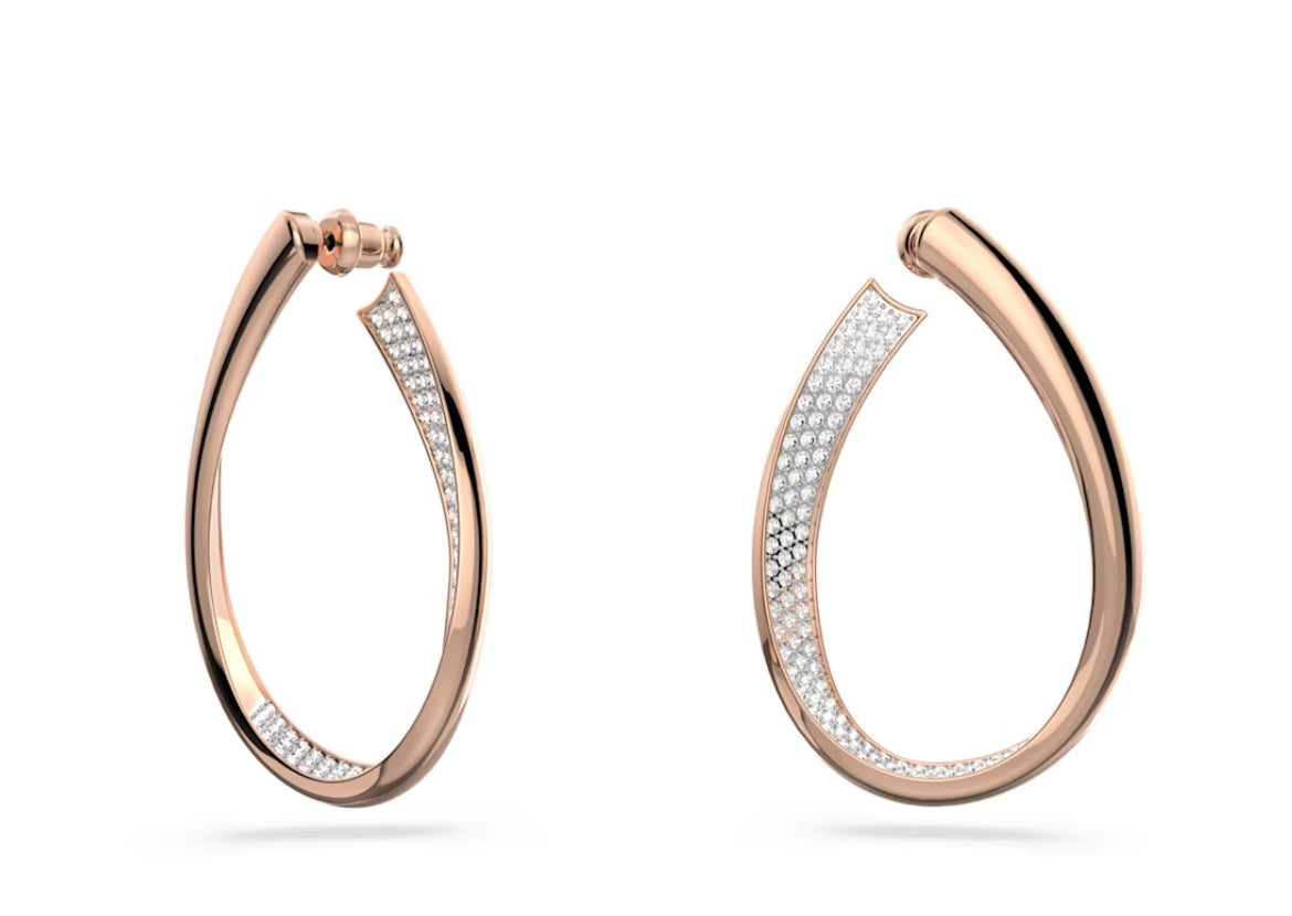 Swarovski 5636960 Orecchini a cerchio Exist Medi Bianchi Placcato Oro Rosa