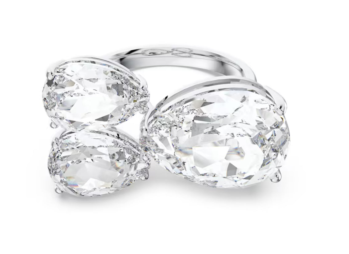 Swarovski 5608999 Anello cocktail Millenia Taglio Pear Bianco Rodio Taglia 58