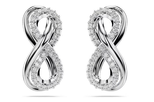 Swarovski 5687269 Orecchini a lobo Hyperbola Infinito Bianchi Placcato Rodio