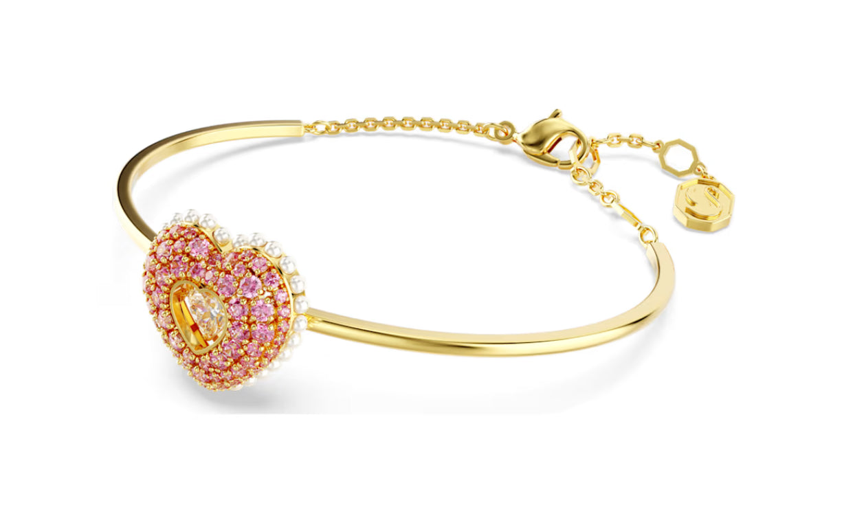 Swarovski 5687258 Bracciale rigido Hyperbola Cuore Rosa Placcato Oro