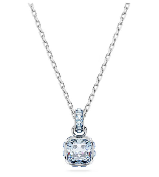 Swarovski 5651794 Pendente Birthstone Taglio squadrato Marzo Blu Placcato Rodio