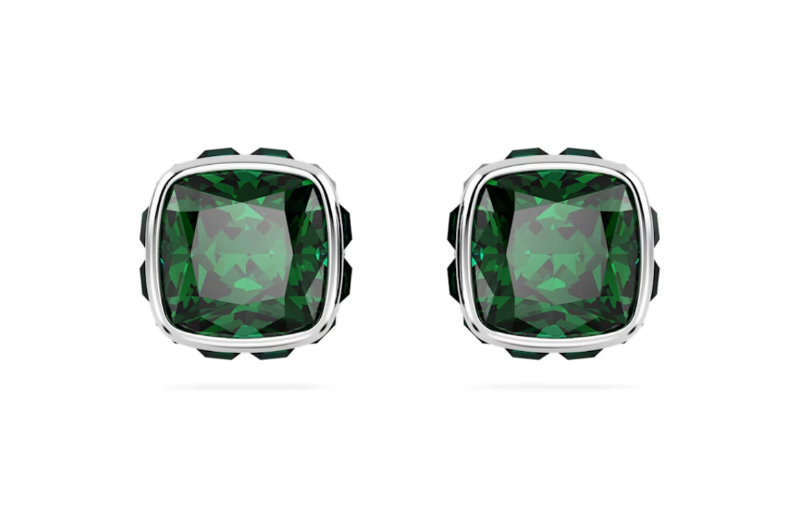 Swarovski 5660801 Orecchini lobo Birthstone Taglio squadrato Maggio Verdi Rodio