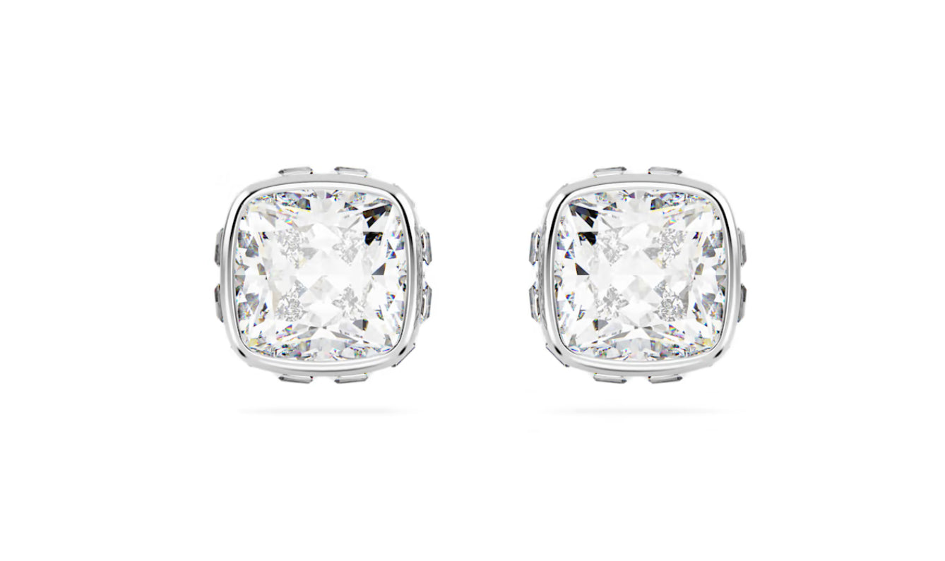 Swarovski 5661957 Orecchini lobo Birthstone Taglio squadrato Aprile Bianchi