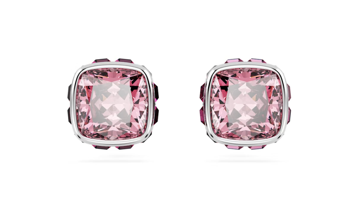 Swarovski 5661960 Orecchini lobo Birthstone Taglio squadrato Ottobre Rosa Rodio