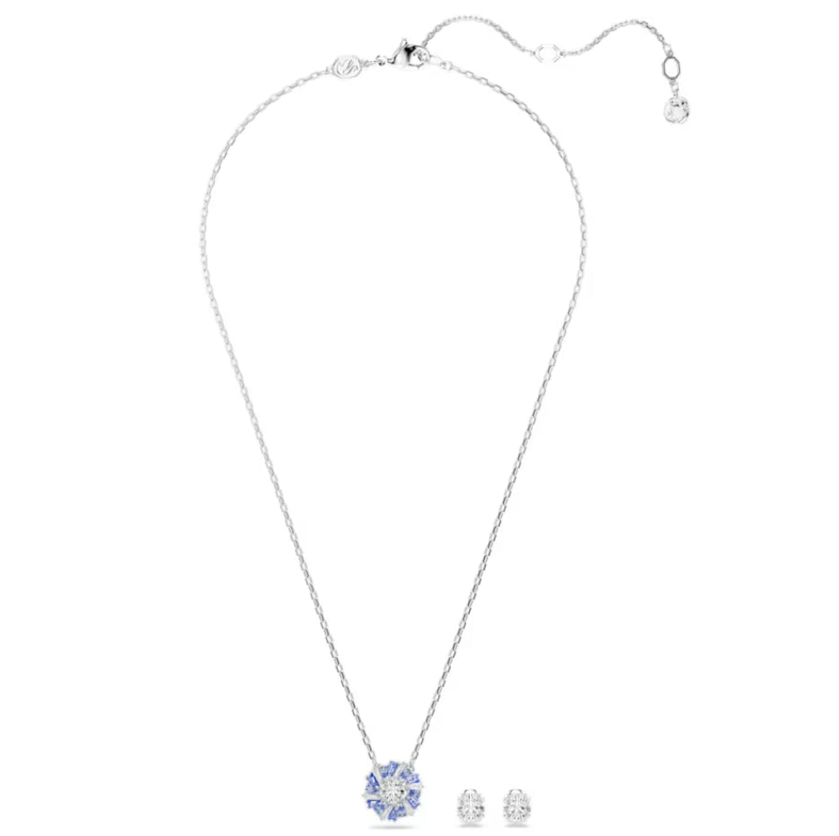 Swarovski 5685437 Set Idyllia Taglio misto Fiore Blu Placcato Rodio