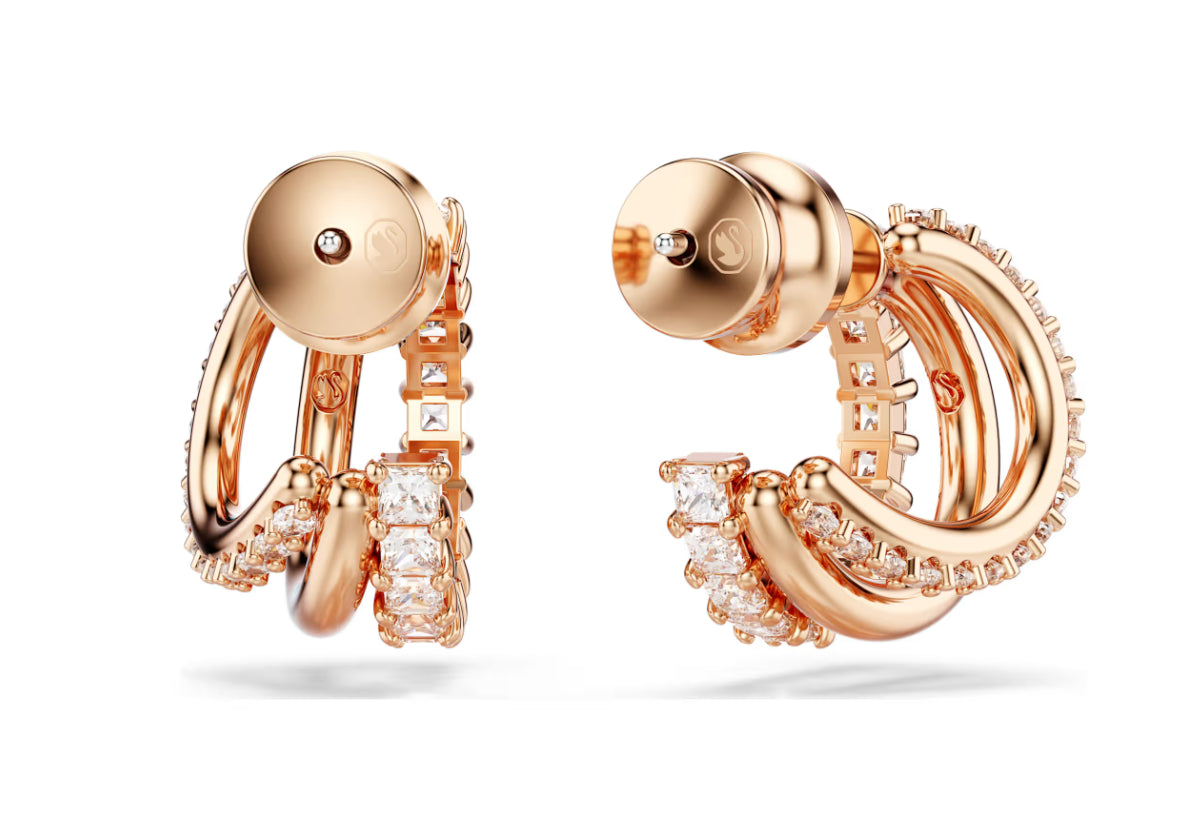 Swarovski 5698702 Orecchini a cerchio Hyperbola Taglio misto Bianchi Oro Rosa
