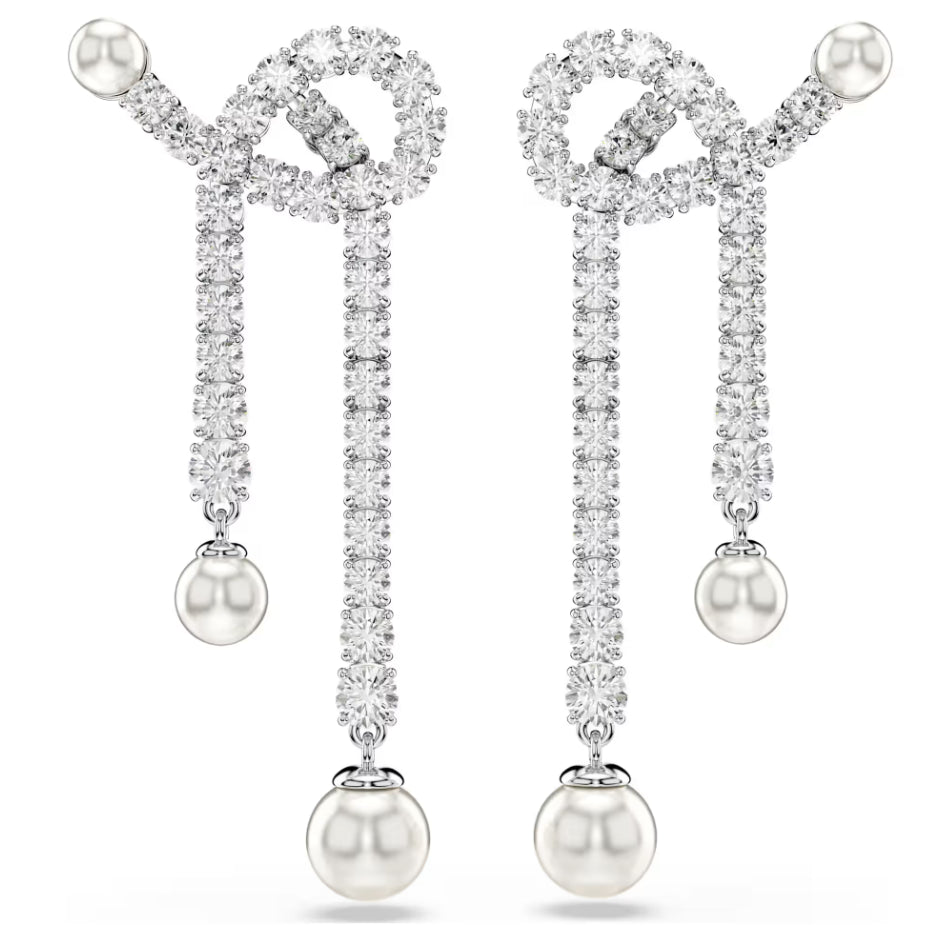 Swarovski 5692417 Orecchini pendenti Matrix Crystal Pearl Taglio Round Bianchi
