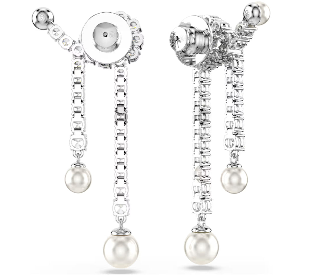 Swarovski 5692417 Orecchini pendenti Matrix Crystal Pearl Taglio Round Bianchi