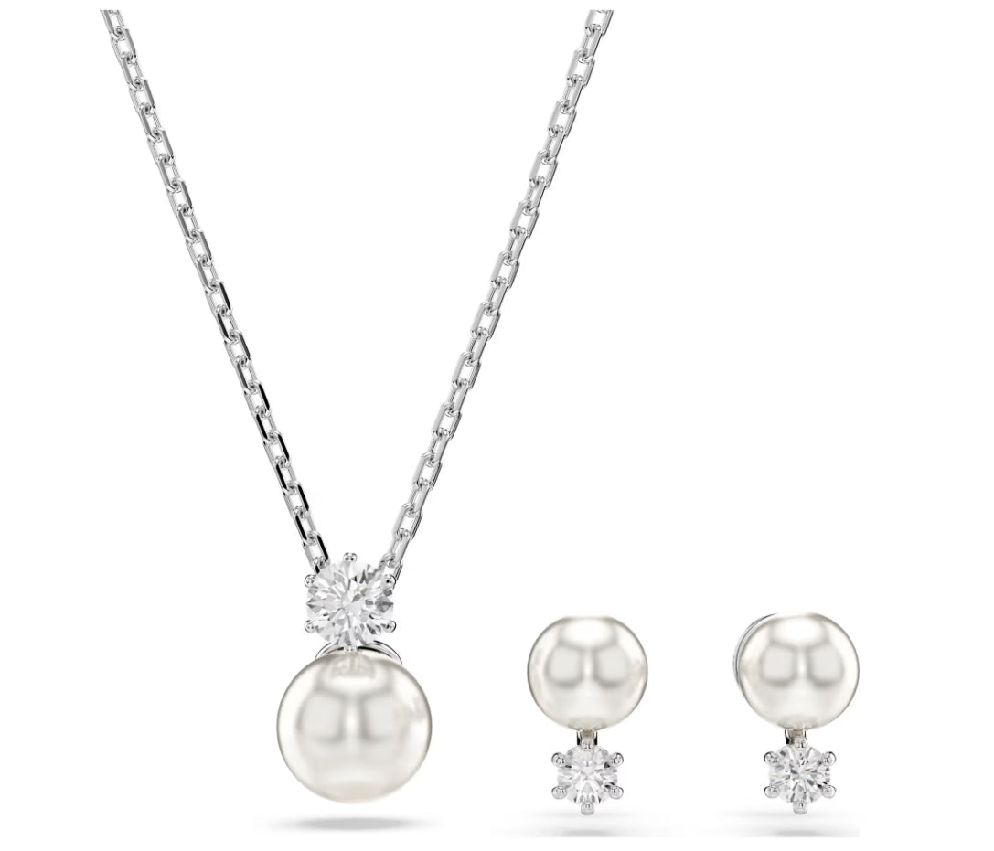 Swarovski 5689624 Set Matrix Crystal Pearl Taglio Round Bianco Rodio