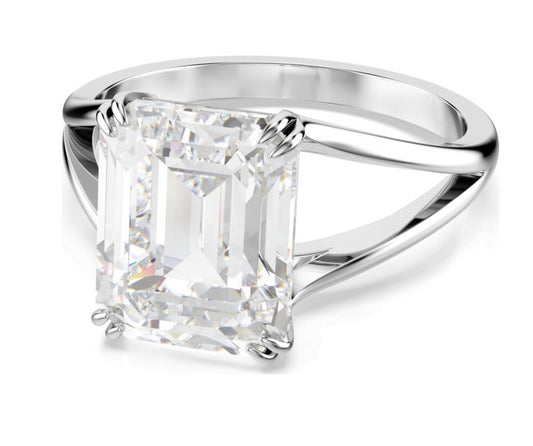 Swarovski 5697983 Anello da cocktail Stilla Taglio ottagonale bianco Rodio T.52