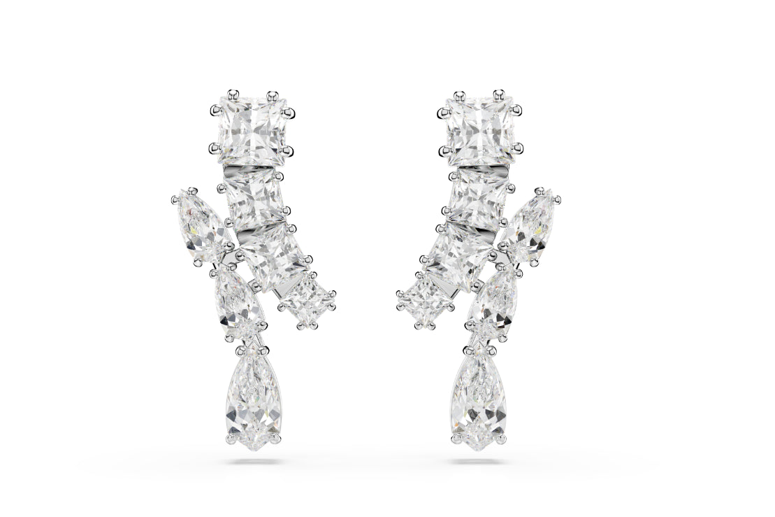 Swarovski 5700418 Orecchini pendenti Matrix Taglio misto Bianchi Rodio