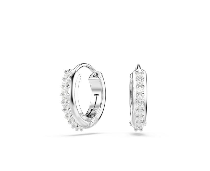 Swarovski 5690670 Orecchini a cerchio Matrix Taglio Round Bianchi Rodio