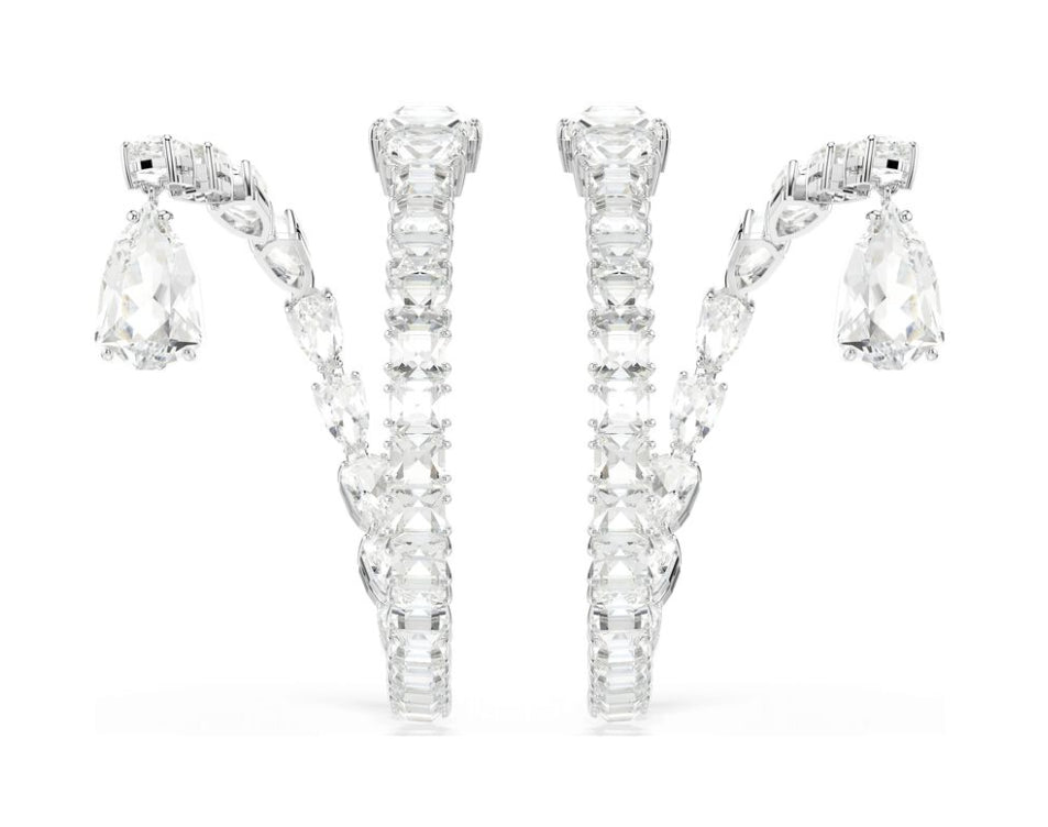 Swarovski 5692524 Orecchini a cerchio Matrix Tagli misti Bianco Rodio
