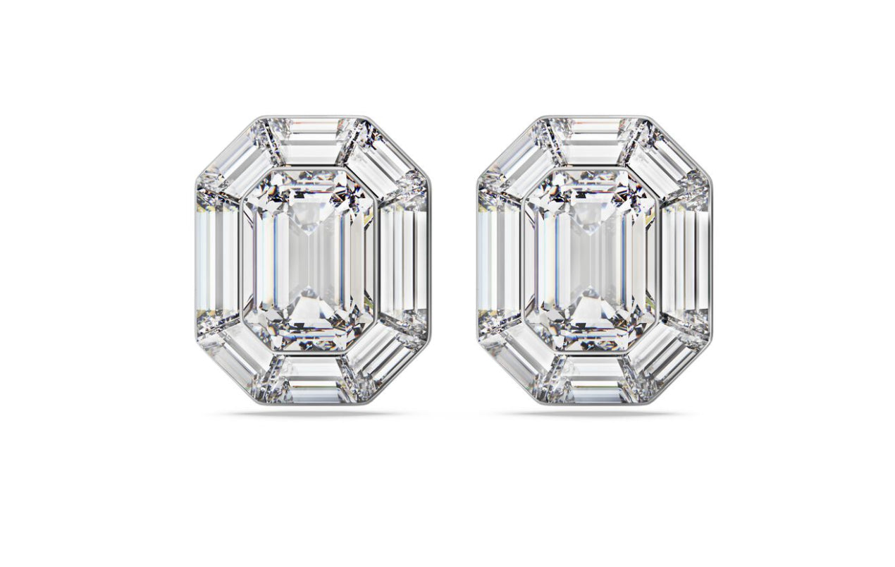 Swarovski 5698525 Orecchini a clip Lucent Taglio ottagonale Bianchi