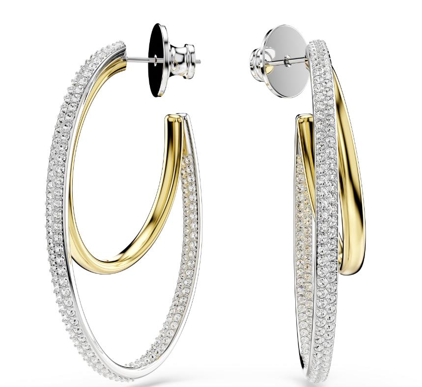 Swarovski 5702400 Orecchini a cerchio Hyperbola Taglio Round Medi Bianchi Mix