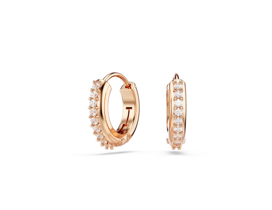 Swarovski 5690669 Orecchini a cerchio Matrix Taglio Round Bianchi Oro Rosa