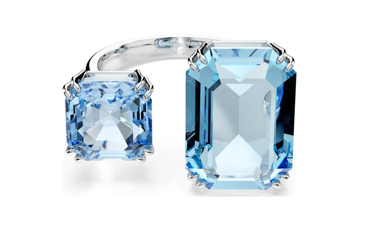Swarovski 5694141 Anello aperto Millenia Taglio ottagonale Blu Rodio Taglia 58