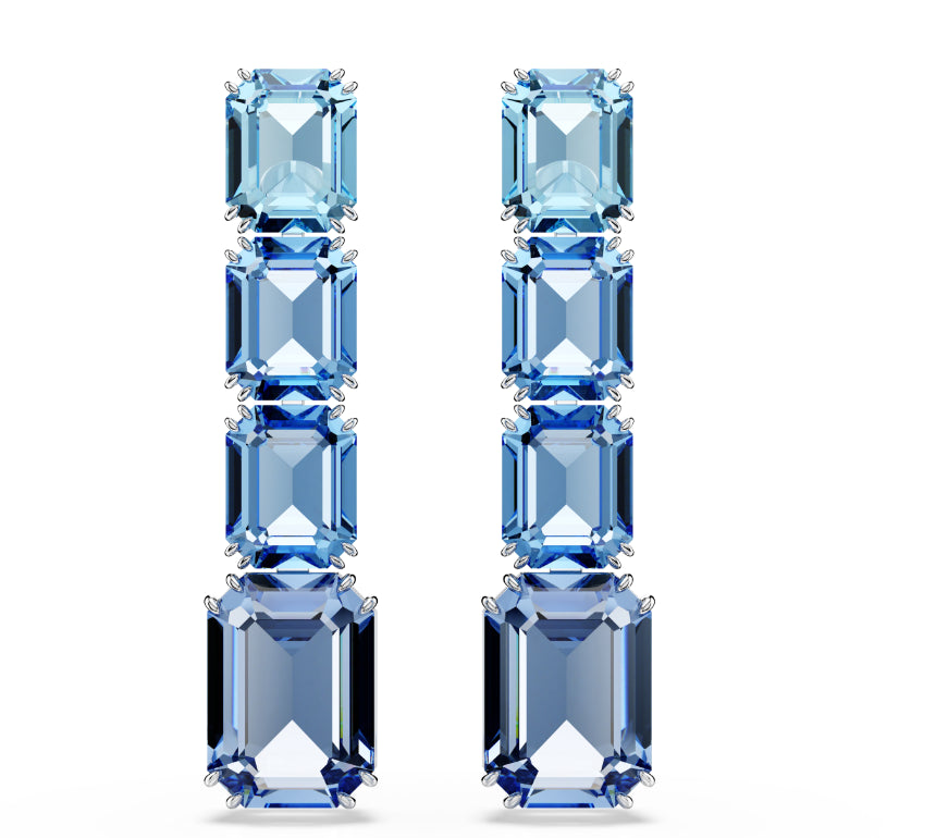 Swarovski 5696516 Orecchini pendenti Millenia Taglio Octagon blu Rodio