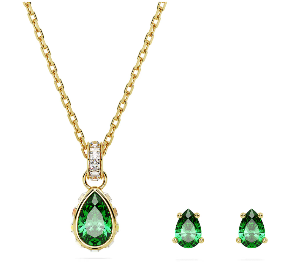 Swarovski 5684507 Chroma set Tagli misti, verde, placcato oro