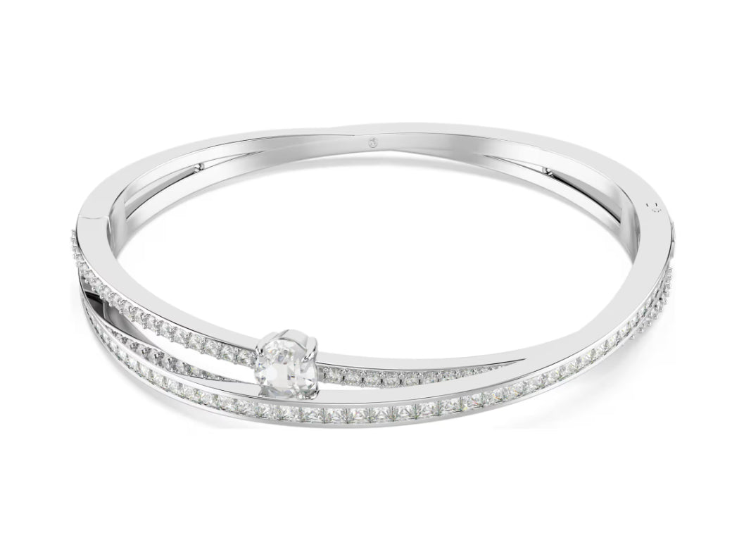 Swarovski 5691226 Bracciale rigido Hyperbola Taglio misto Bianco Rodio Taglia L