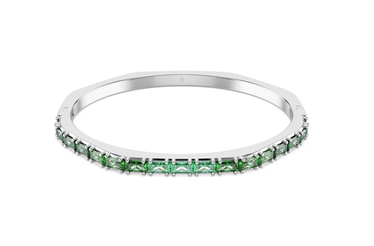 Swarovski 5720498 Bracciale rigido Matrix Forma ottagonale, Verde Taglia L