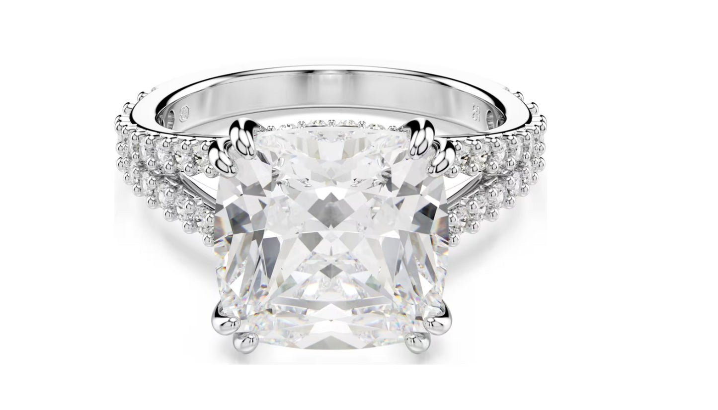 Swarovski 5709903 Anello Stilla Taglio squadrato, Bianco, taglia 60