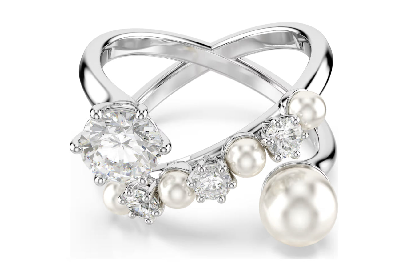 Swarovski 5714376 Anello cocktail Matrix Bianco, Taglia 60