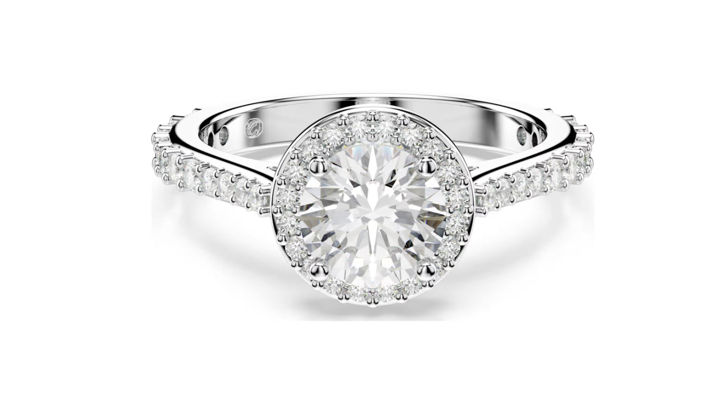 Swarovski 5717929 Anello Una Angelic Taglio Round, Bianco Taglia 55