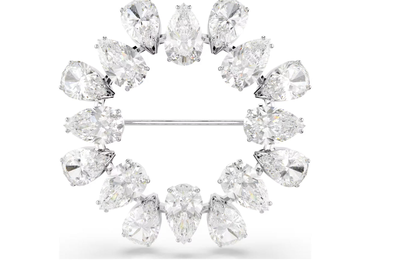 Swarovski 5714646 Spilla Matrix Taglio Pear, Bianca