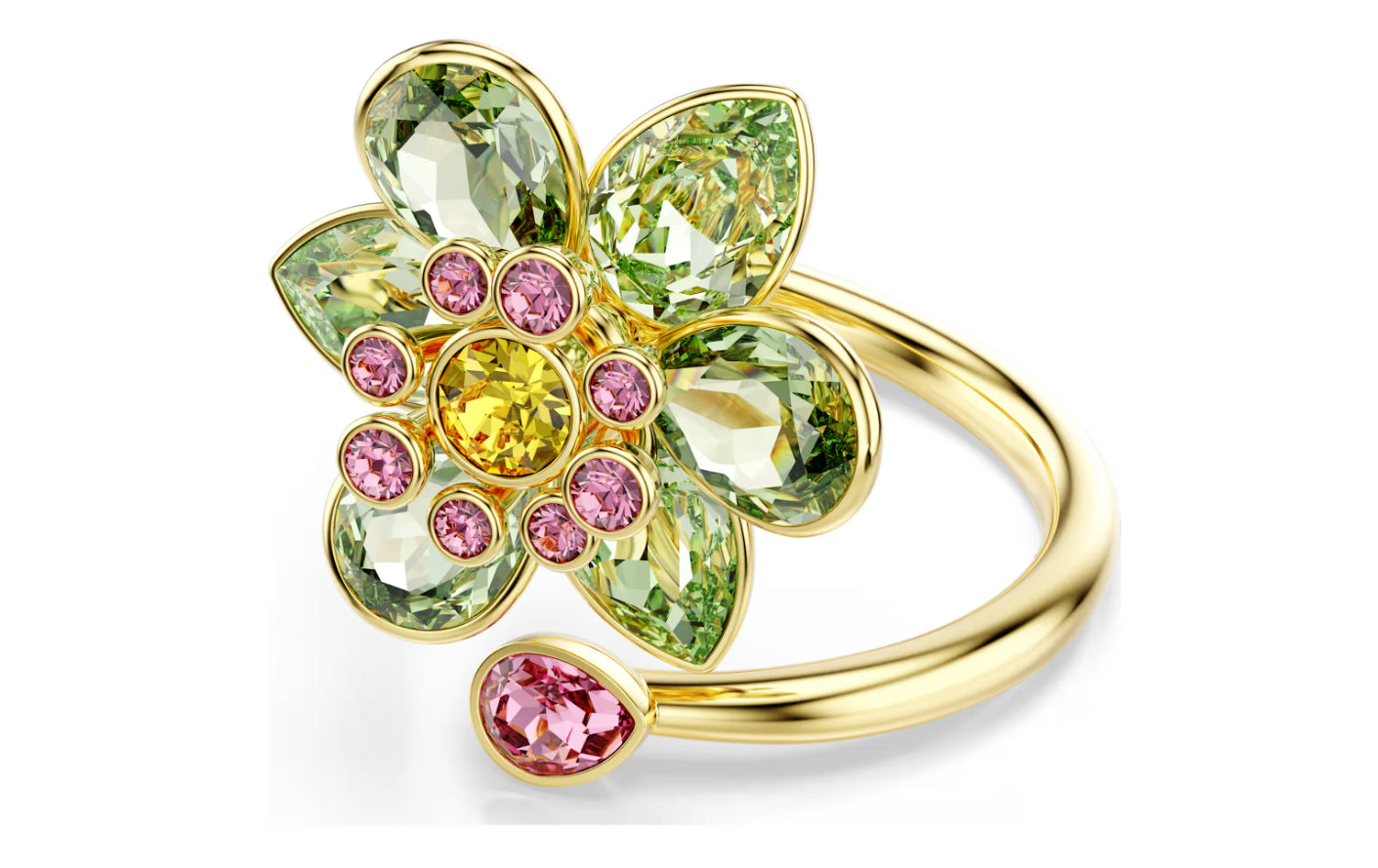 Swarovski 5721596 Anello aperto Idyllia Fiore Verde taglia 58