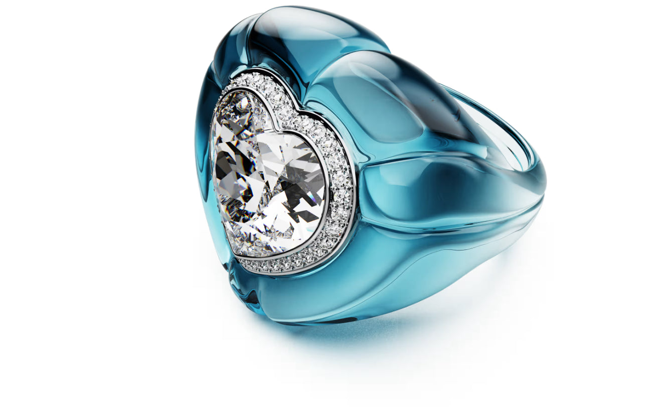 Swarovski 5709967 Anello cocktail Dulcis Cuore, Blu Taglia 58