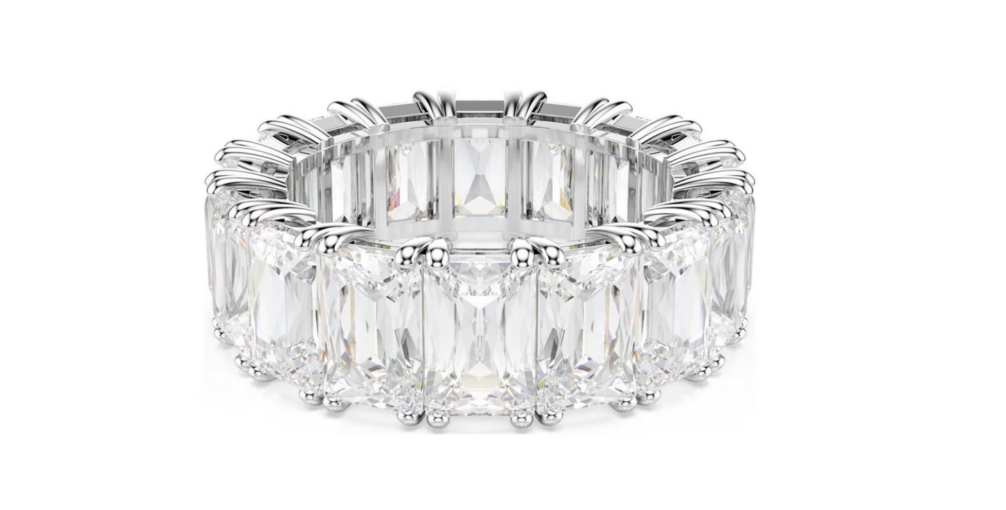 Swarovski 5709279 Anello Matrix Vittore Taglio baguette, Bianco taglia 60