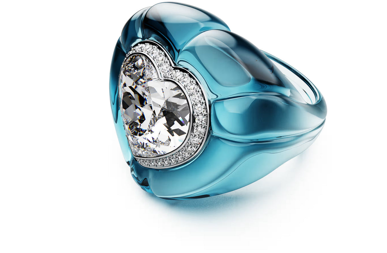 Swarovski 5709963 Anello cocktail Dulcis Taglio Heart Blu taglia 52