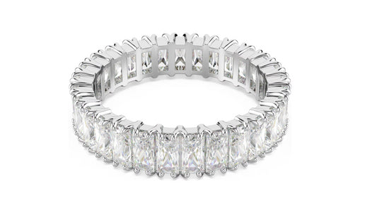 Swarovski 5714332 Anello Matrix Bianco, Placcato color argento taglia 58