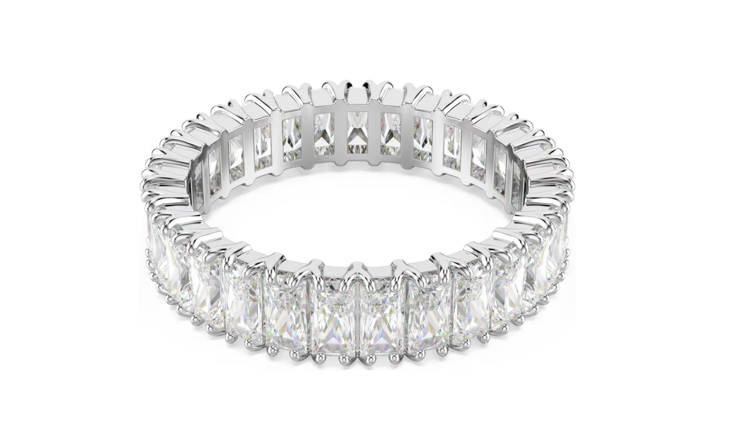 Swarovski 5714335 Anello Matrix Taglio baguette, Bianco taglia 52