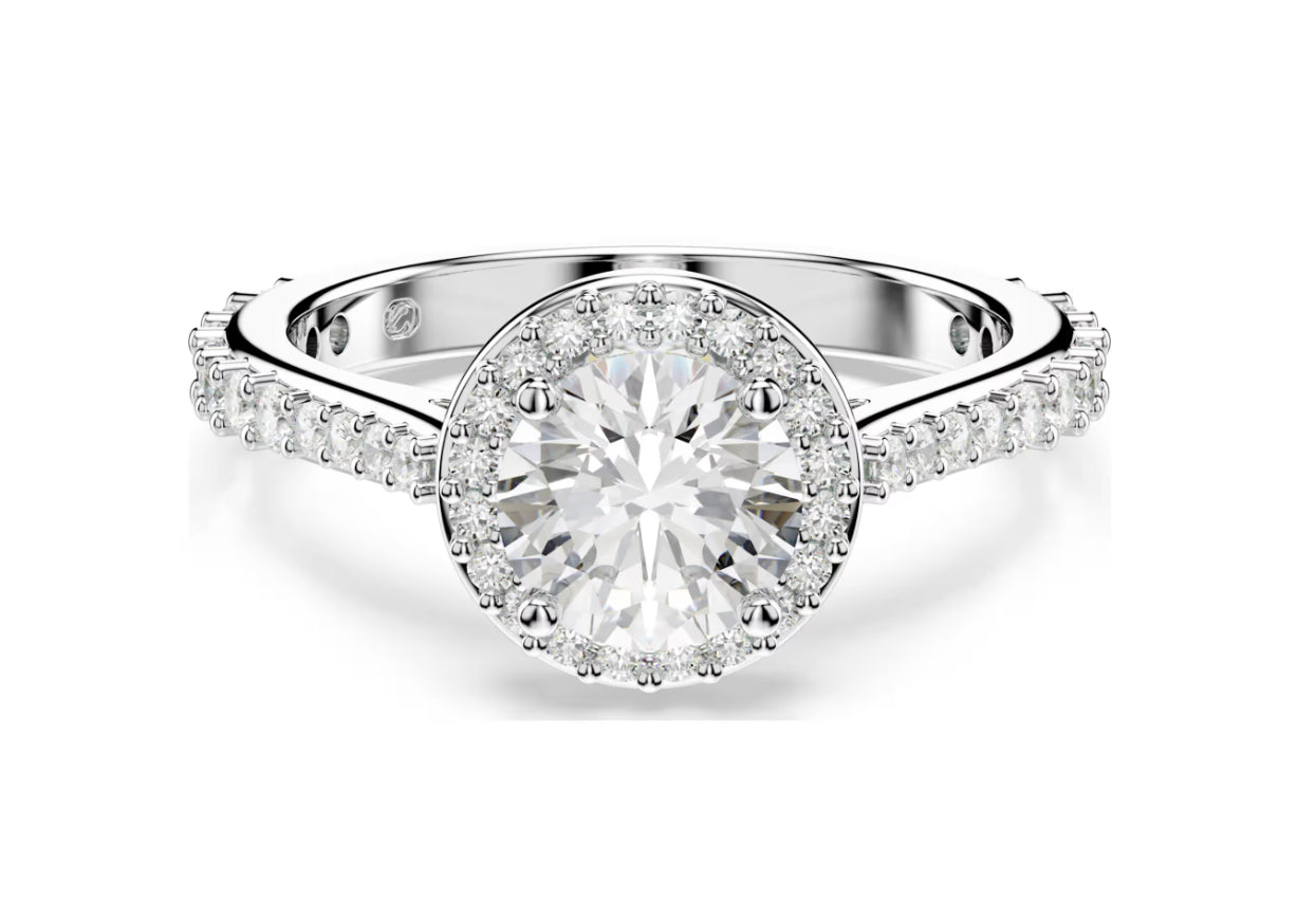 Swarovski 5717928 Anello Una Angelic Taglio Round, Bianco Taglia 58