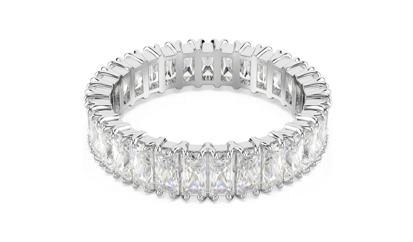 Swarovski 5714333 Anello Matrix Taglio baguette, Bianco Taglia 50