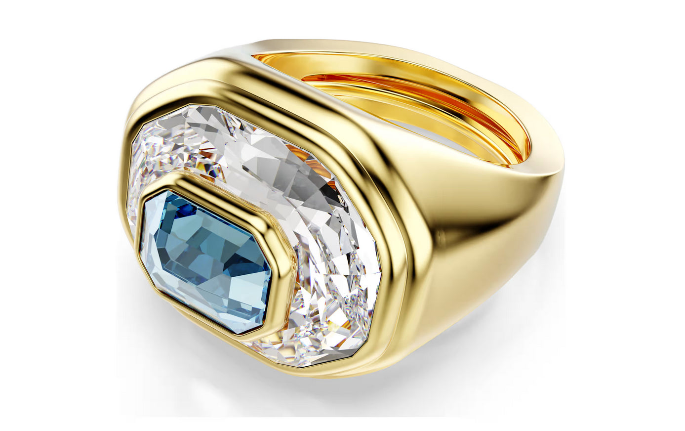 Swarovski 5710520 Anello cocktail Chroma Taglio ottagonale Blu Taglia 55-60