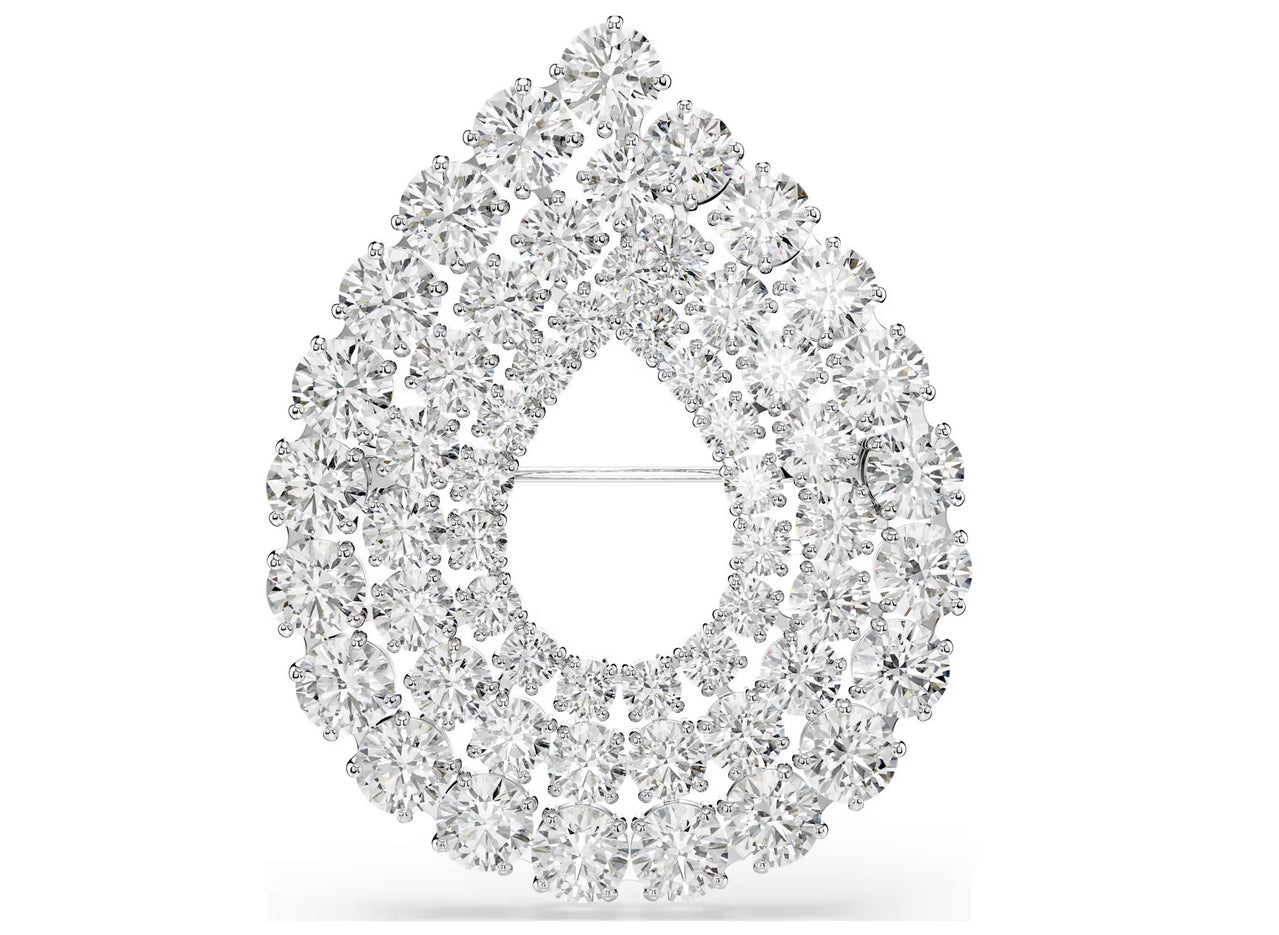 Swarovski 5714648 Spilla Matrix Taglio Round Bianca Placcato rodio