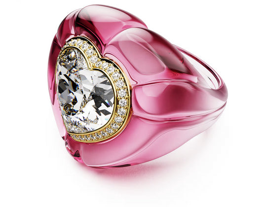 Swarovski 5709994 Anello cocktail Dulcis Pave, Cuore, Rosa taglia 50
